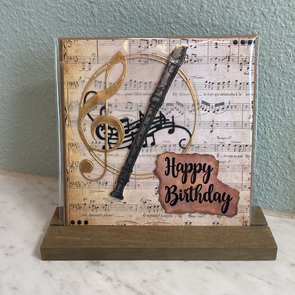 Happy Birthday Recorder Music Handmade Card